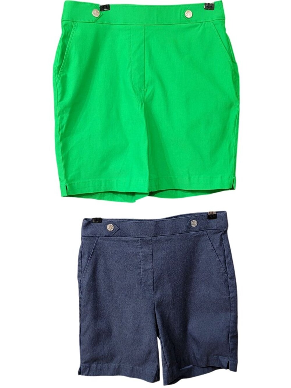Rafaella Womens Green Waist Tab Shorts Size 4 Lot Blue Green